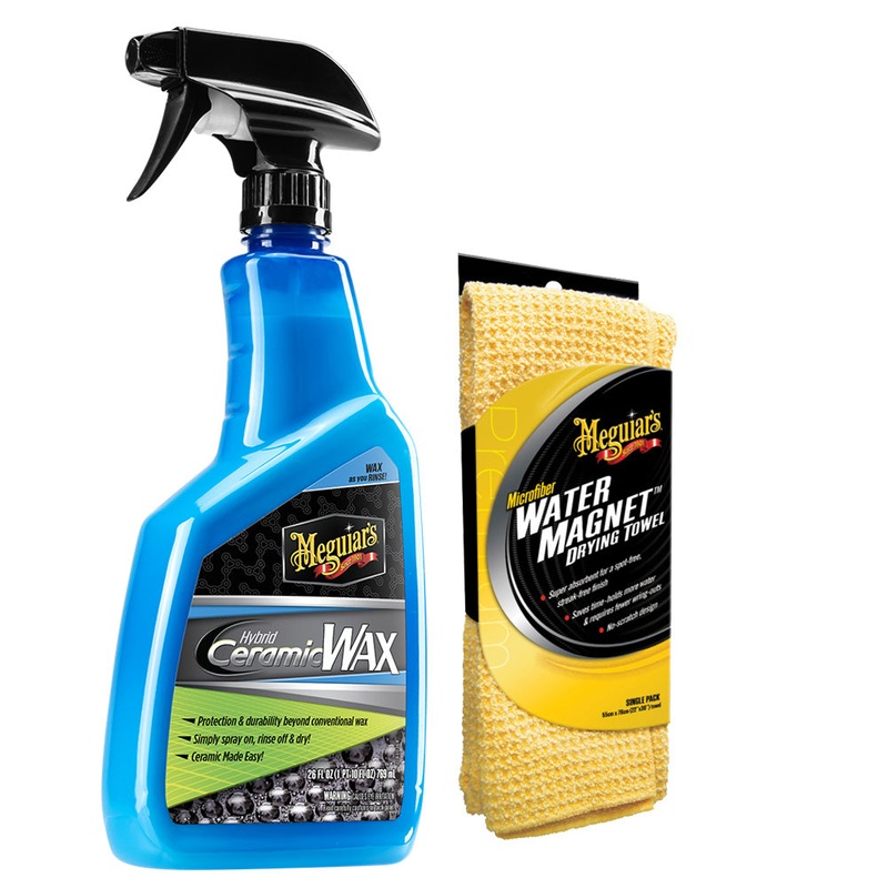 Meguiars Hybrid Ceramic Wax w/Water Magnet Microfiber Drying Towel – 22 x 30 [G190526-X2000KIT]