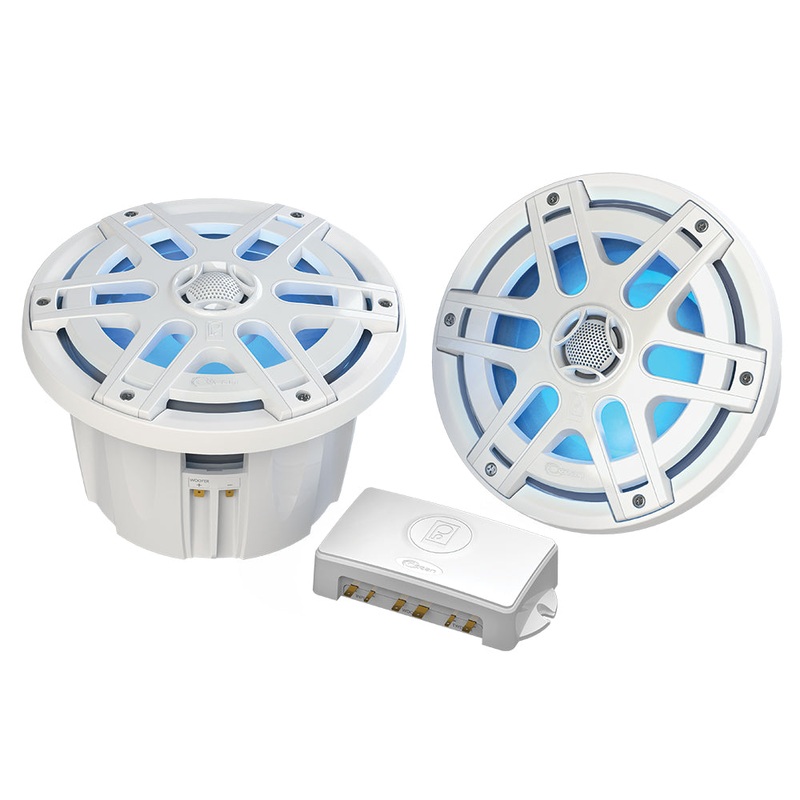 Poly-Planar MA-OC8 8 500 Watt Waterproof Blue LED Speaker – White [MA-OC8]