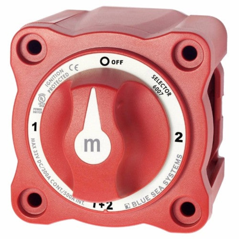 Blue Sea – Battery Switch Mini 4-Position With Red Knob