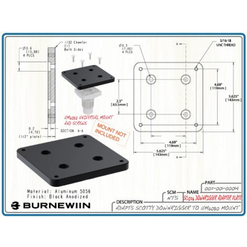 Burnewiin Scotty Downrigger Adapter Plate