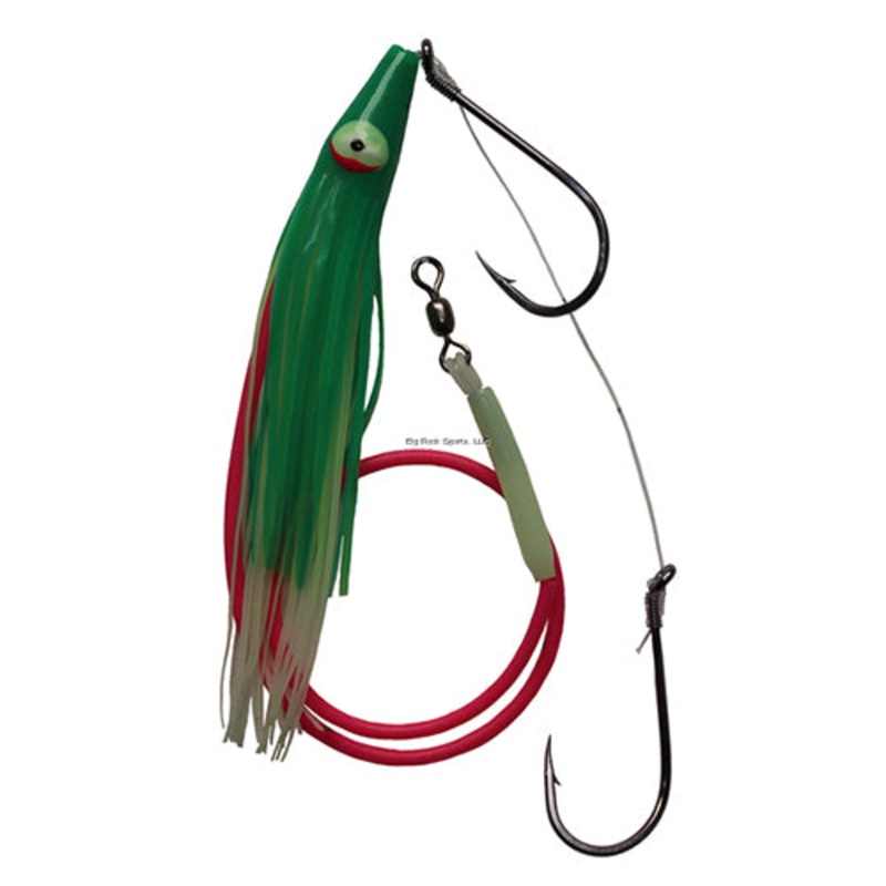 Gibbs Guide Series Halibut Rig 11/0-11/0 Single Hooks with Green Skirt