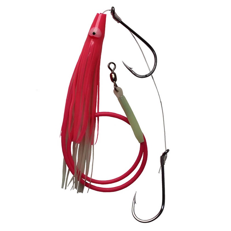 Gibbs Guide Series Halibut Rig 11/0-11/0 Single Hooks with Pink Skirt