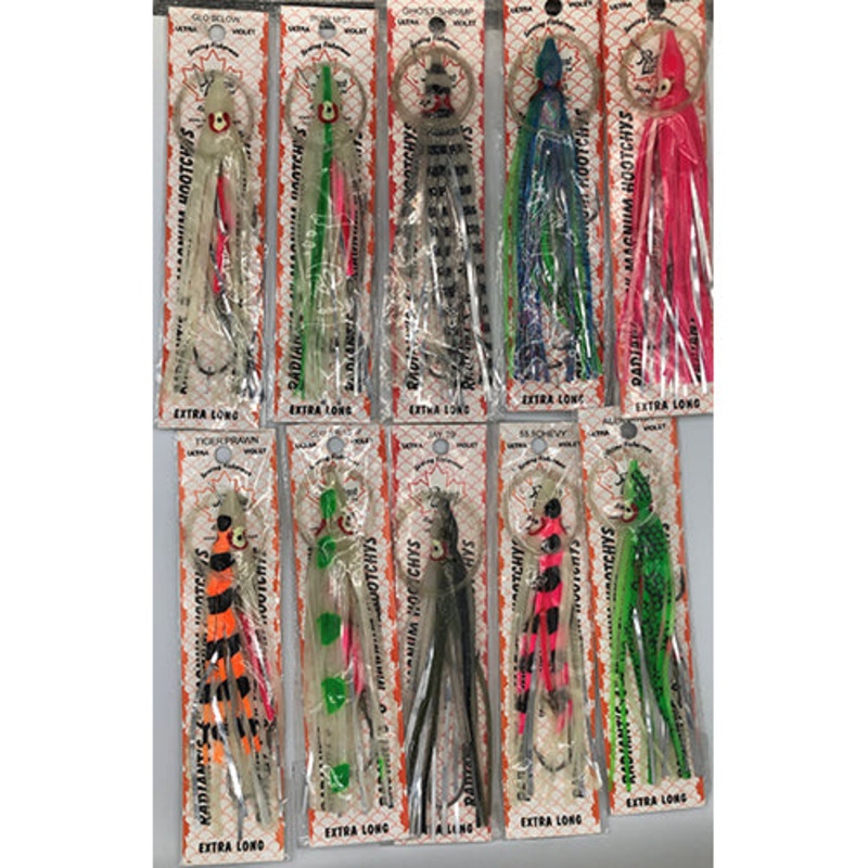 Radiant Hoochies Assorted Long Octopus Rigged 10 Pack