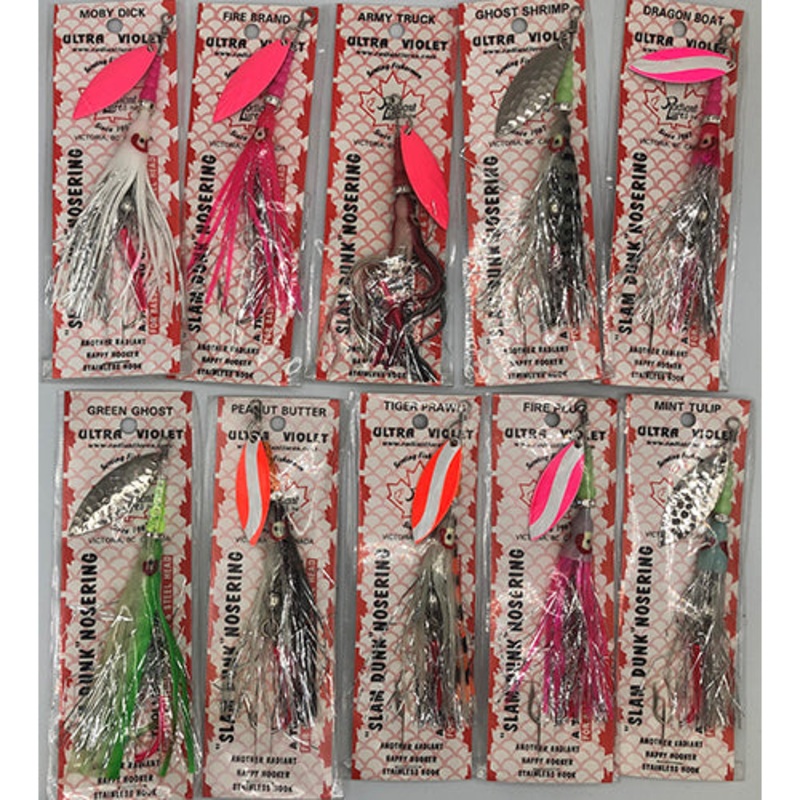 Radiant Hoochies Assorted Squirt Rigged with Blade 10 Pack