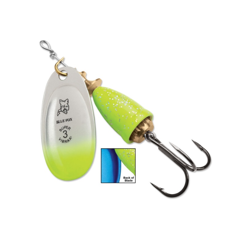 Blue Fox Vibrax Mid Depth – Chartreuse Blue Candyback