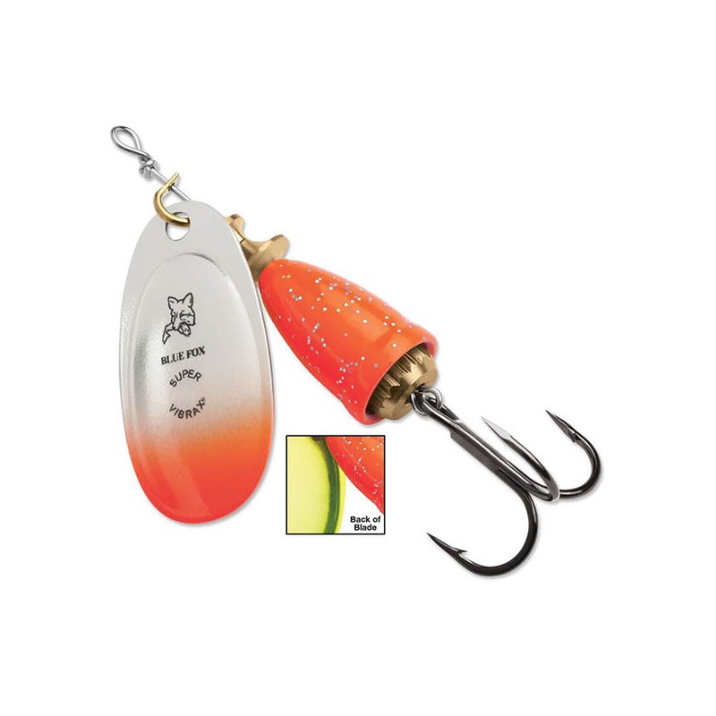 Blue Fox Vibrax Mid Depth – Orange Chartreuse Candyback
