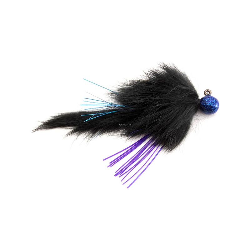Zak Tackle Twitching Jig – 1/2oz Black Collar & Tail with Purple/Blue Stripe & Blue Head