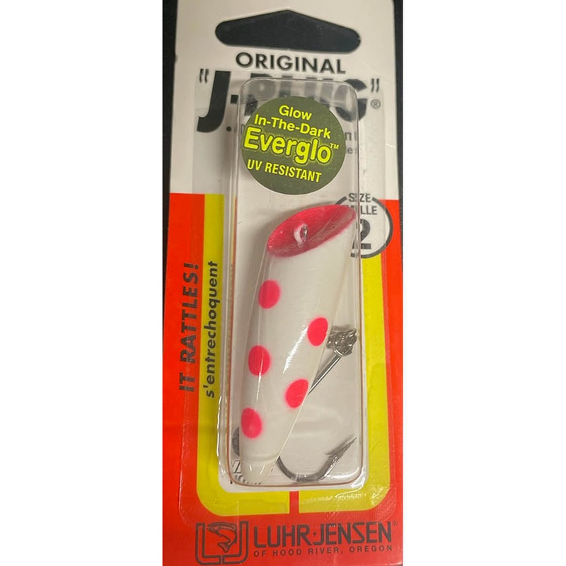 Luhr Jensen Original J-Plug – #2 Red Dot Glow White
