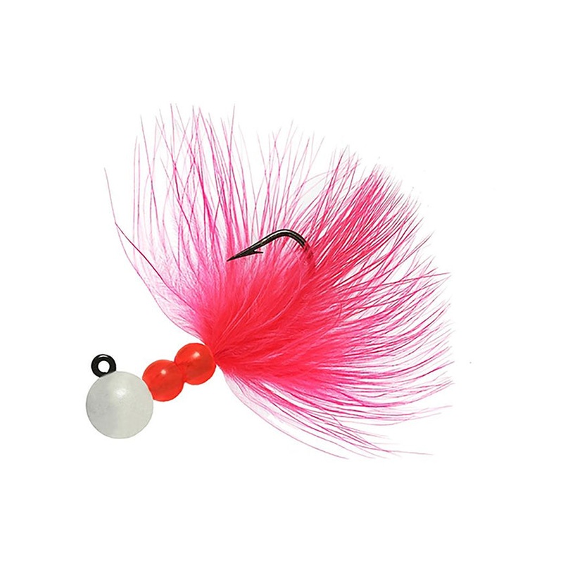 Hawken Beau Mac Marabou Steelhead Jig SMJ Bead Jig 1/8oz – Glow White Cerise