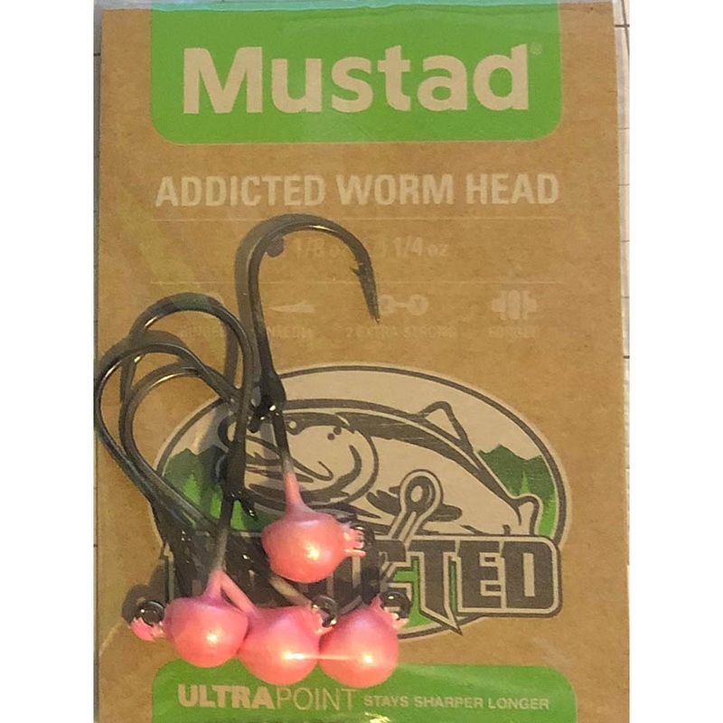 Mustad Addicted Worm Head 1/8oz – Pink Pearl