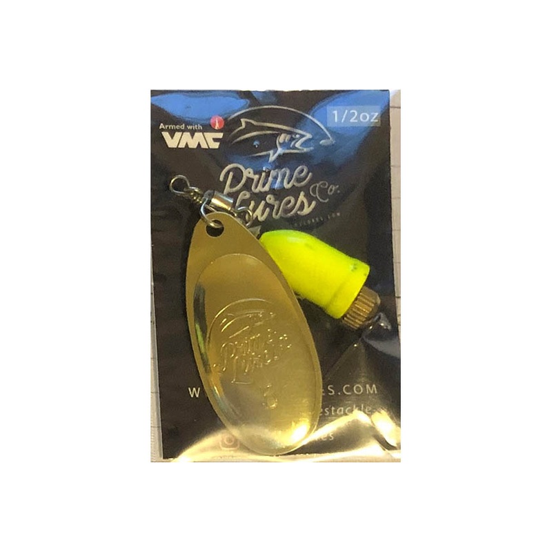 Prime Lures #5 (1/2oz) Spinner – Brass & Chartreuse