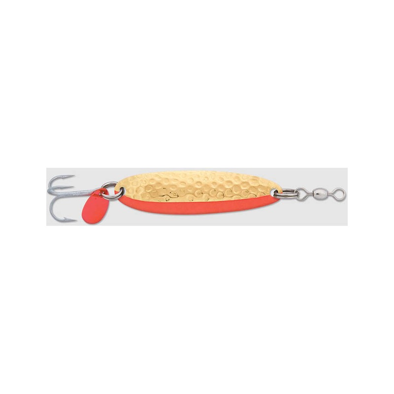 Luhr Jensen Krocodile Spoon – Hammered Brass/Fire Side Stripe