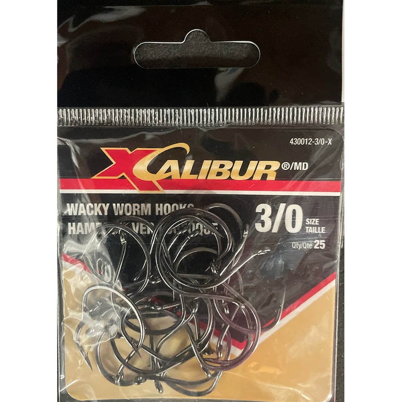 XCalibur Wacky Worm Hooks – Black – 25 Pack
