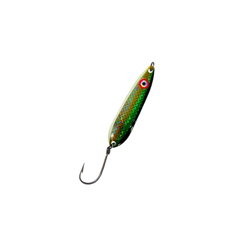 Lighthouse Lure Big Eye Spoon – Glow Back Green Herring Aid