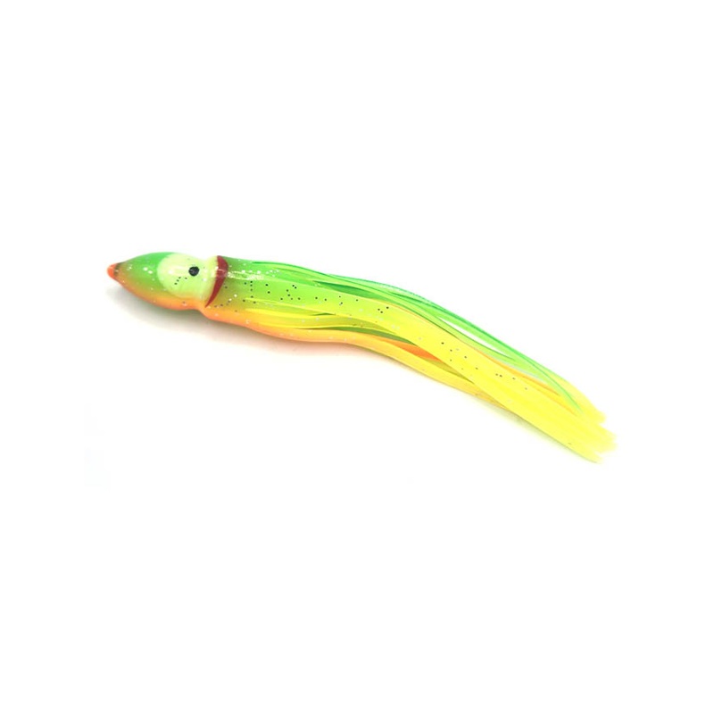 P-Line Sunrise Squid Skirt Unrigged 5pk – Green/Chartreuse Orange Stripe