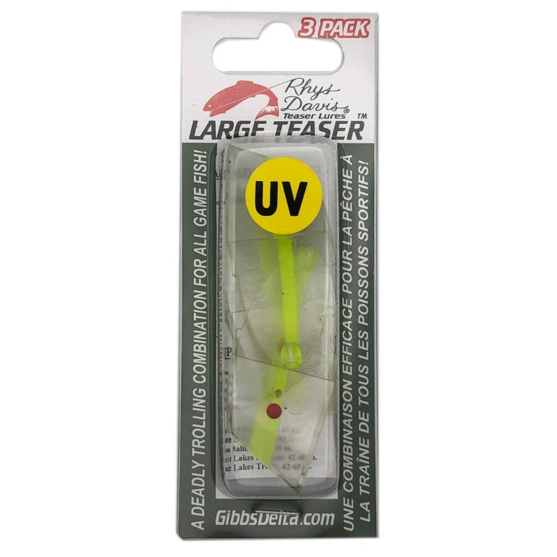 Rhys Davis Large Teaser Clear Unrigged 3PK – UV Chartreuse Flash