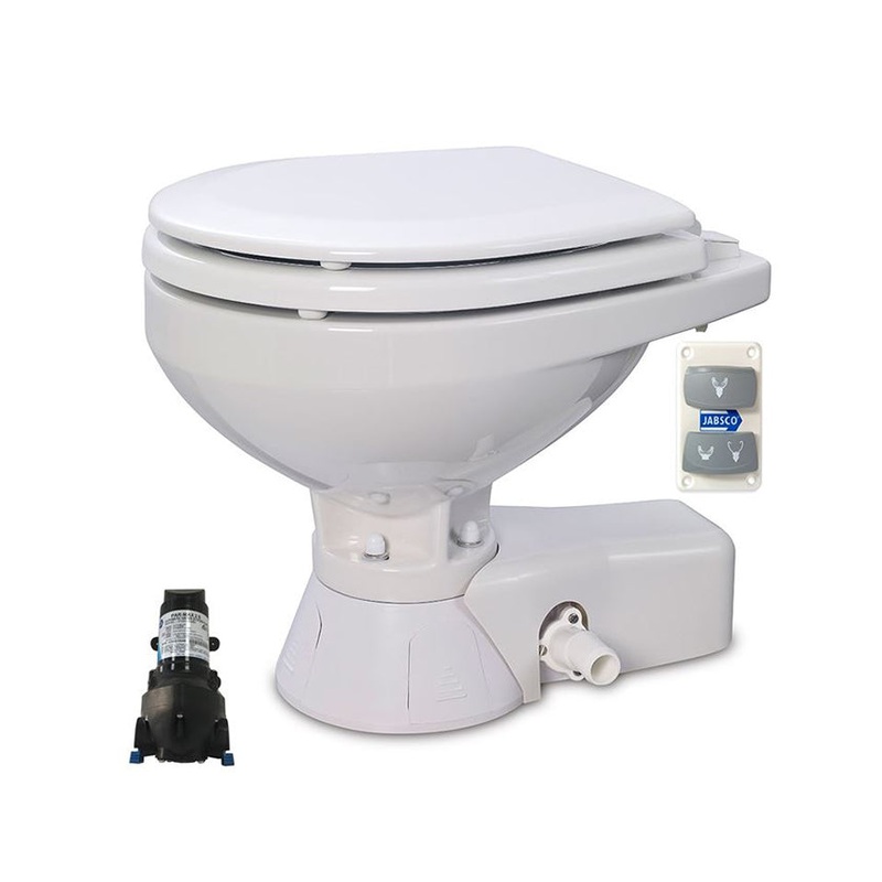 Jabsco 12V Quiet Flush Toilet Compact – Seawater Flush