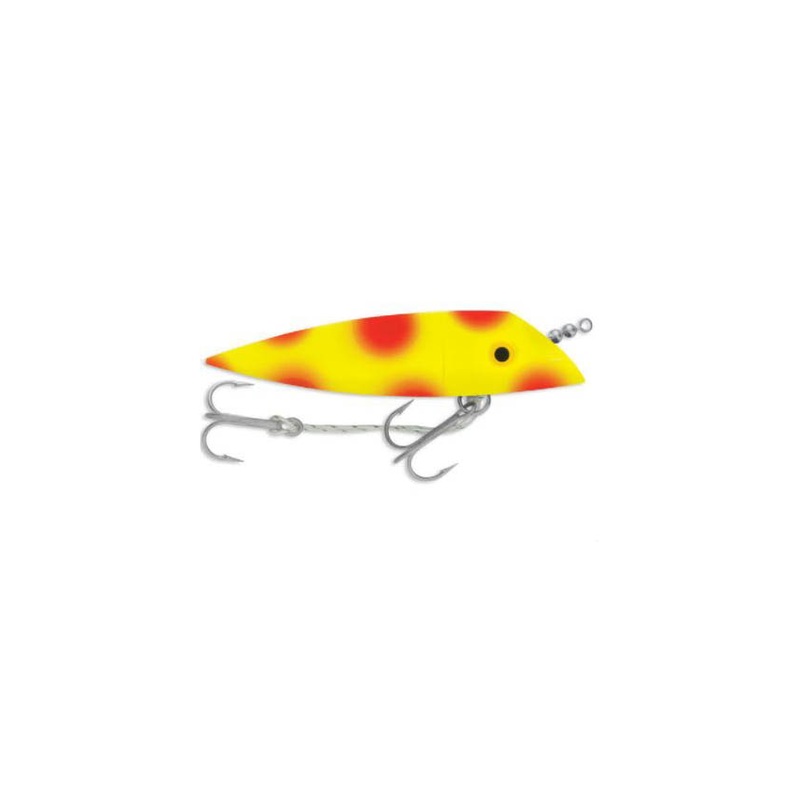 Luhr Jensen Original J-Plug – #4 Rattle Chartreuse Fire Dot Sparkle