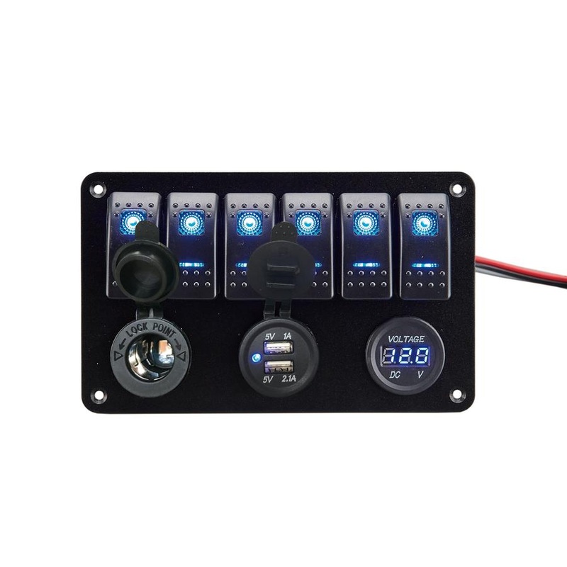 Victory 6-Gang Blue Rocker Switch