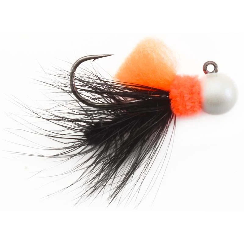 Zak Steely Jig – Orange Collar, Black Tail, White Pearl Head