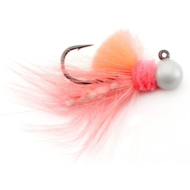 Zak Steely Jig – Peach Collar, White/Peach Tail, Pearl White Head