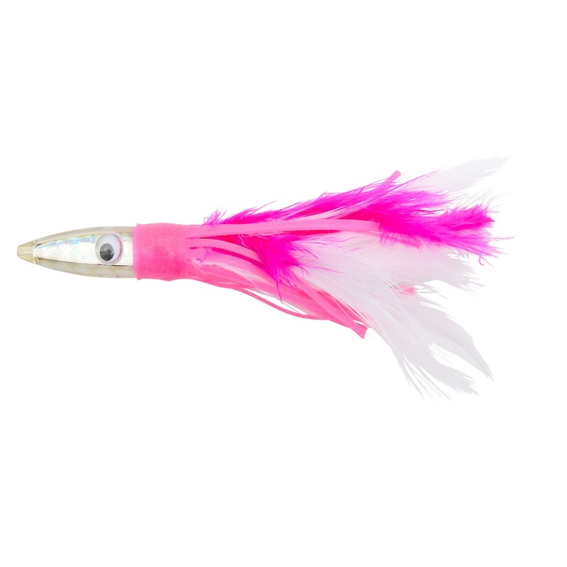 Boone Tuna Treat Trolling Feather- Pink/White