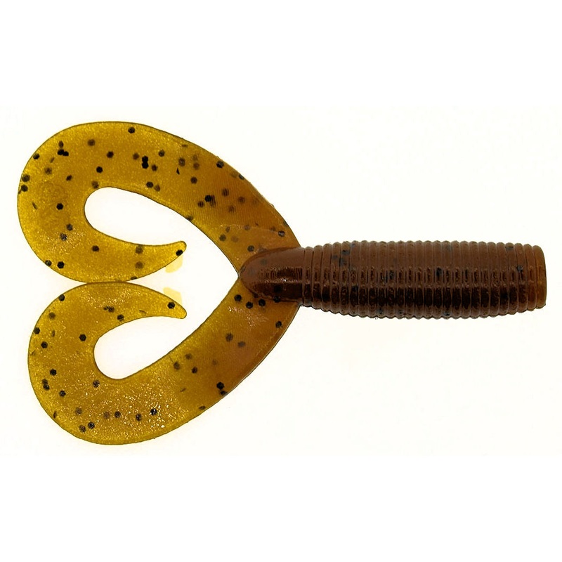 Double-Tail Grub_Dark Pumpkin Black Flake