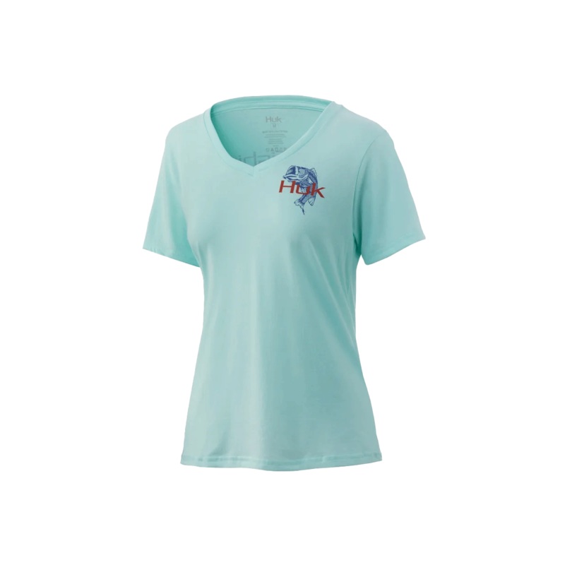 Huk Woman’s V Neck Tee|Ice Blue|XS|S|M|L|XL