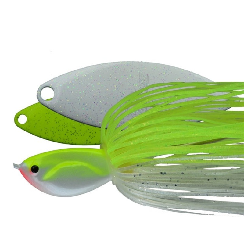 Painted Dbl Willow Spinnerbait_Chartreuse White