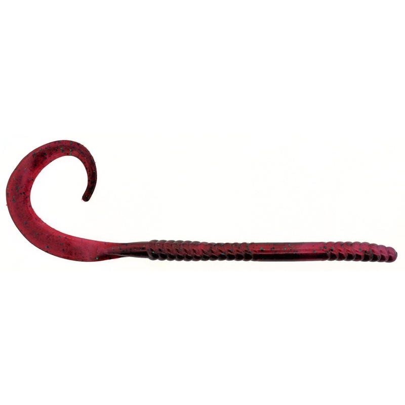 10 Ribbon Tail Worm_Red Shad Green Glitter