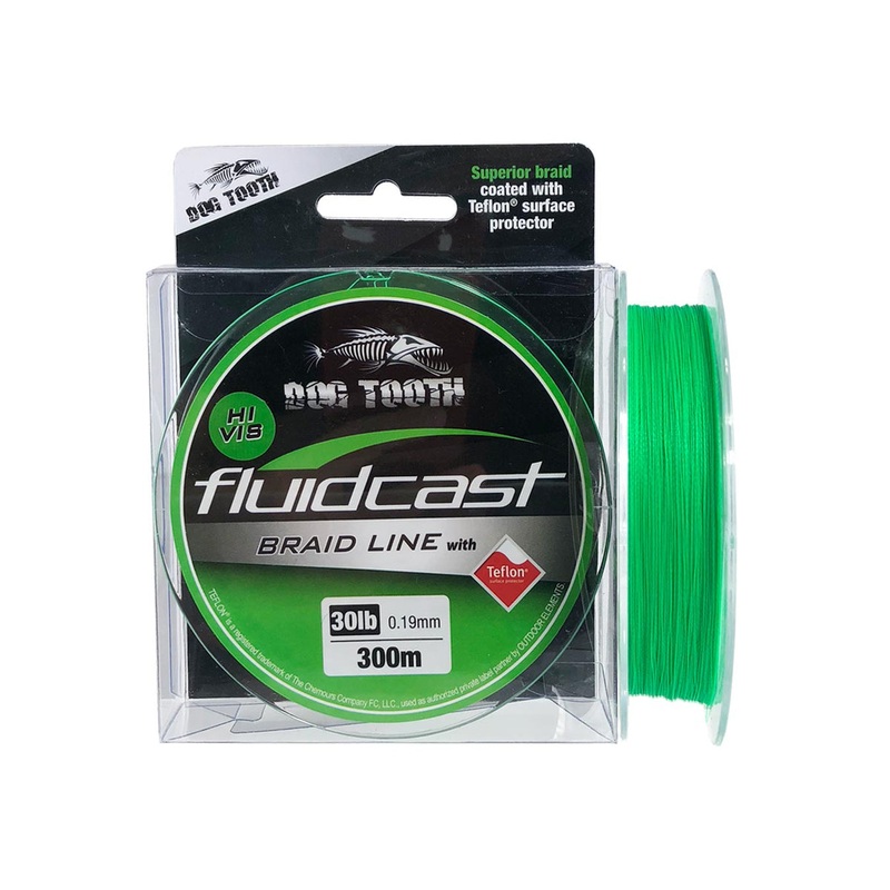 Dog Tooth Fluidcast X4 Braided Fishing Line Hi Vis Green 150m