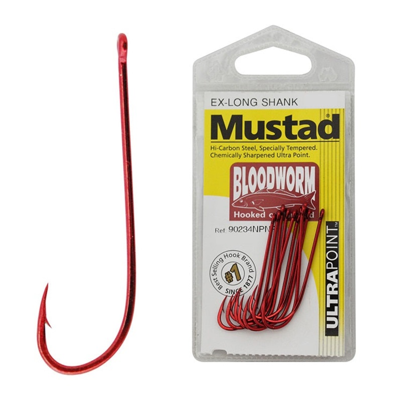Mustad 90234 Bloodworm Hooks|1 – 15PK|2 – 15PK|4 – 15PK|6 – 15PK|8 – 15PK|1/0 – 12PK|2/0- 10PK|3/0 – 9PK