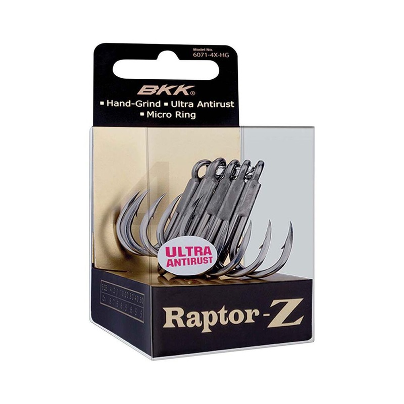 Bkk Raptor-z Treble Hooks|1 – 8PK|2 – 8PK|4 – 8PK|1/0 – 6PK|2/0 – 6PK|3/0 – 6PK|4/0 – 5PK|5/0 – 5PK