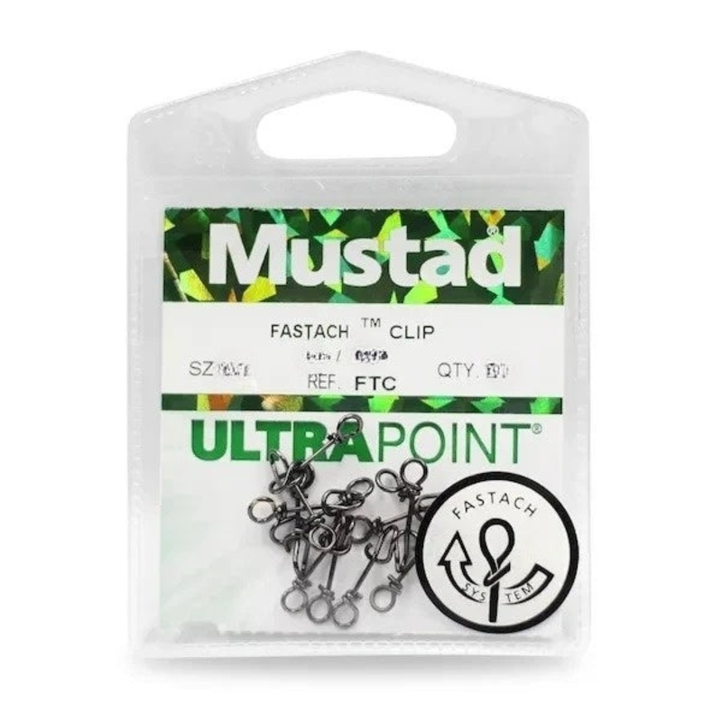 Mustad Fastach Clip|1 – 25LB – 12PK|2 – 50LB – 12PK|3 – 75LB – 12PK