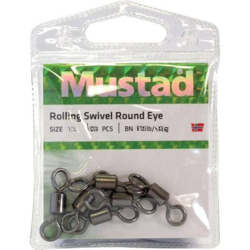 Mustad Rolling Swivel|14 – 33LB – 10PK|12 – 50LB – 10PK|10 – 70LB – 10PK|8 – 80LB – 10PK|6 – 103LB – 10PK|4 – 132LB – 10PK|2 – 165LB – 10PK