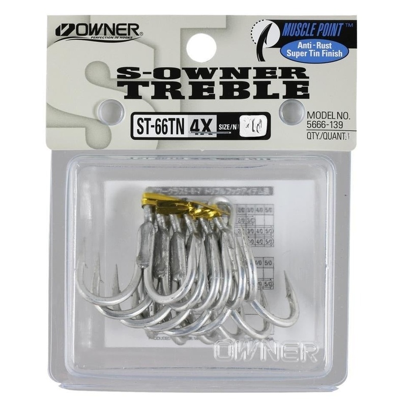 Owner St-66 Treble Hooks|1 – 6PK|2 – 7PK|4 – 6PK|1/0 – 6PK|2/0 – 5PK|3/0 – 6PK|4/0 – 5PK|5/0 – 5PK
