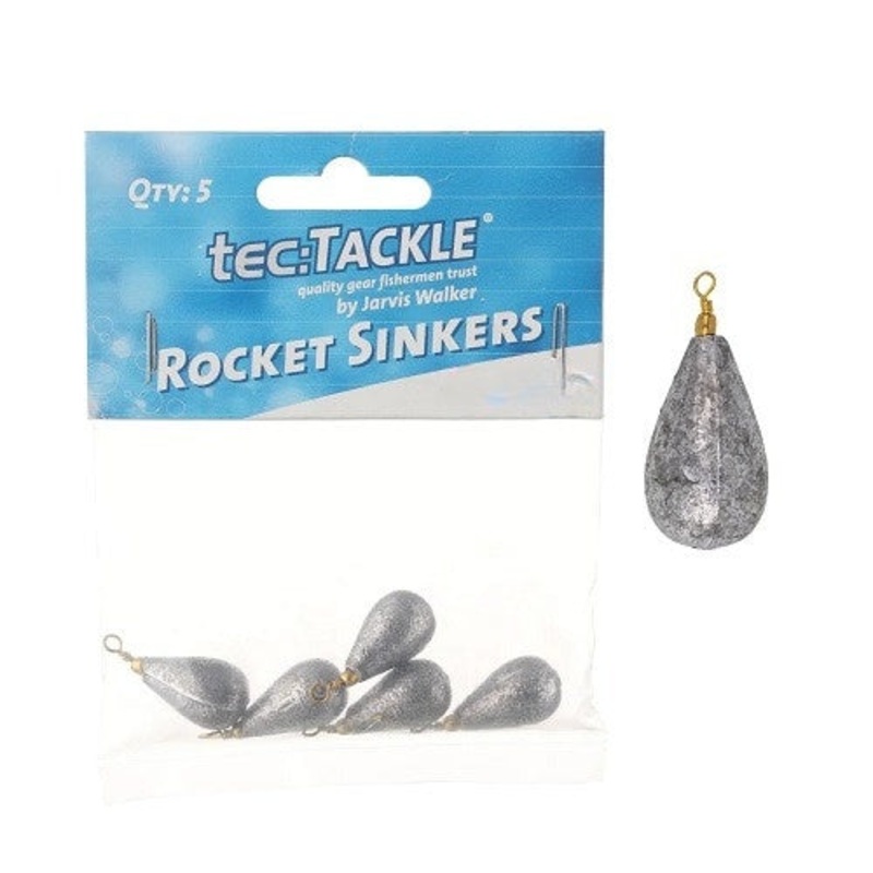 Tec Tackle Rocket Sinkers|1/2 – 5PK|3/4 – 4PK|1OZ – 2PK|1.5OZ – 2PK|2OZ – 2PK|4OZ – 2PK|6OZ – 1PK|10OZ – 1PK